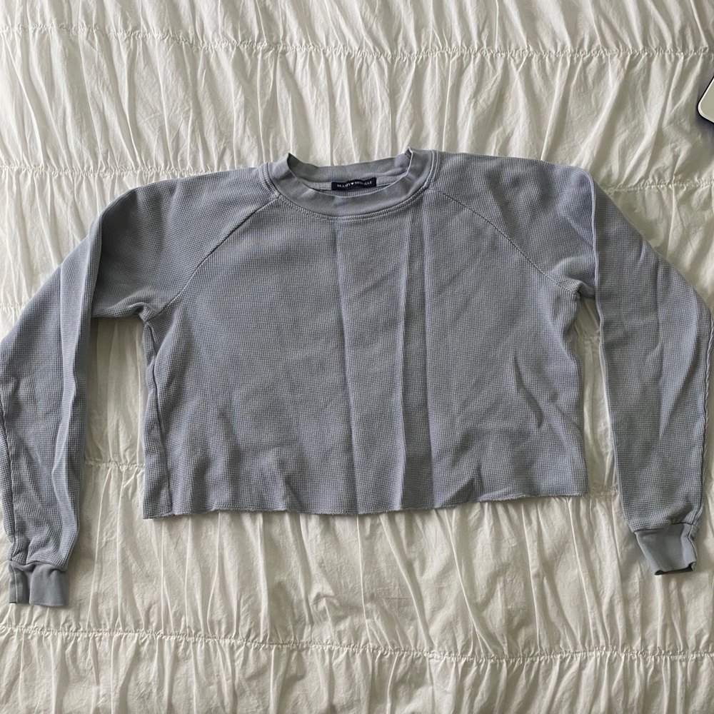 Brandy Melville Purple/Blue Waffle Cropped Top